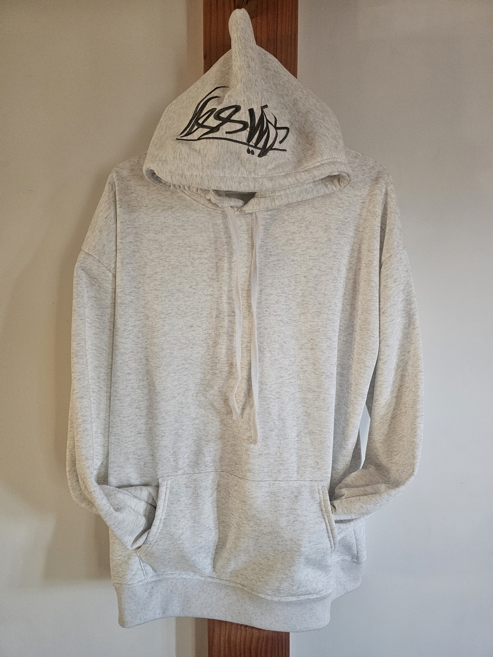 VINTAGE/RARE Stussy Hood Logo Script Heavyweight Fleece Hoodie Grey